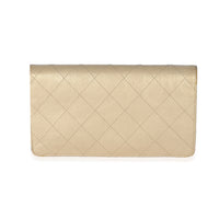 Chanel Metallic Gold Diamond Stitch Leather L-Yen Wallet